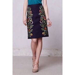 Anthropologie Clematis Embroidered Skirt